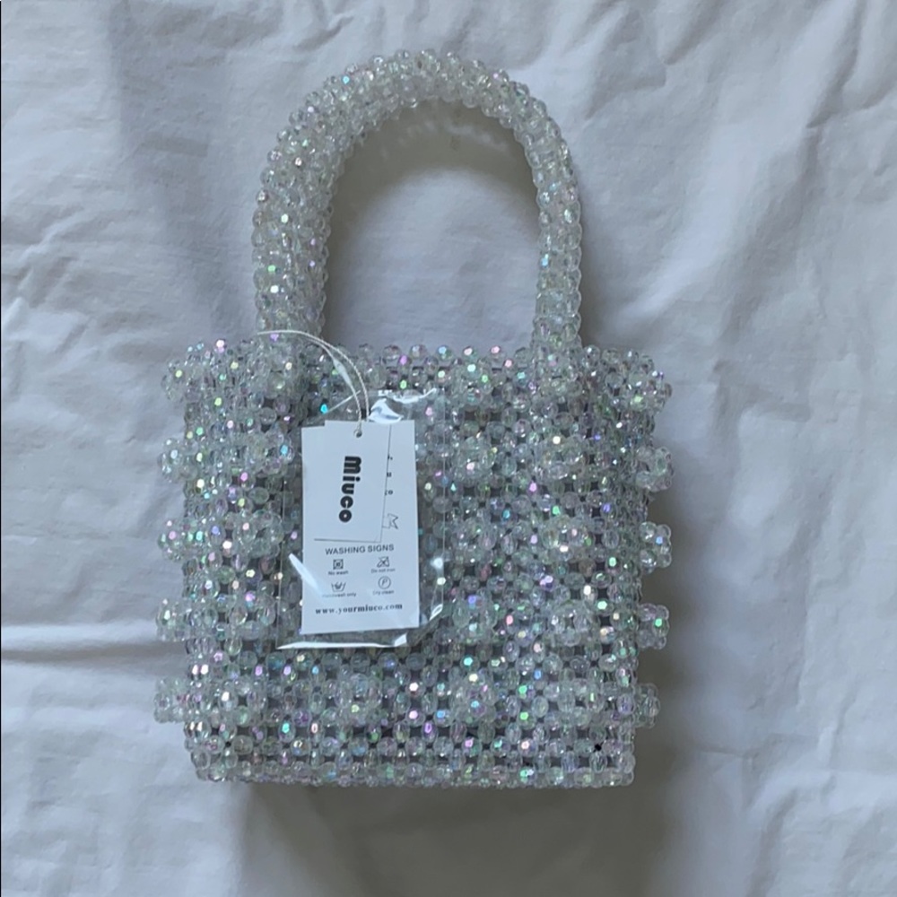 Translucent crystal beaded handbag